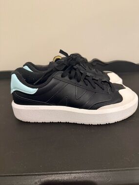 New Balance CT302 Black Sneakers with Light Blue Heel Accent